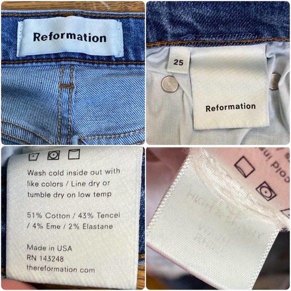 Reformation Womens High & Skinny Jeans in Rhine size 25 Medium Wash - Picture 9 of 10